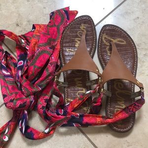 Sam Edelman Floral Tie Up Sandals